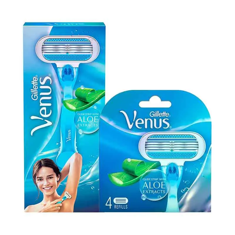 Gillette Venus Razor with Aloe Extract & 4 Refills Combo