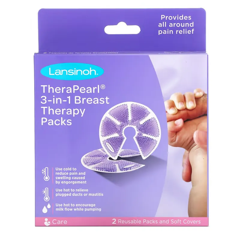 TheraPearl, 3-in-1 Breast Therapy, 2 Reusable Packs and Soft Covers