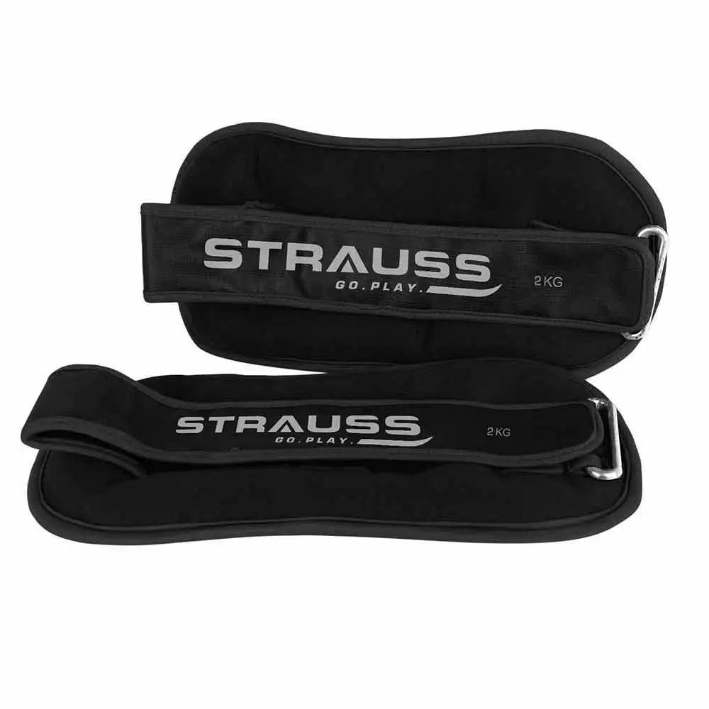 Strauss Round Shape Ankle Weight (Pair),  Black  2 kg