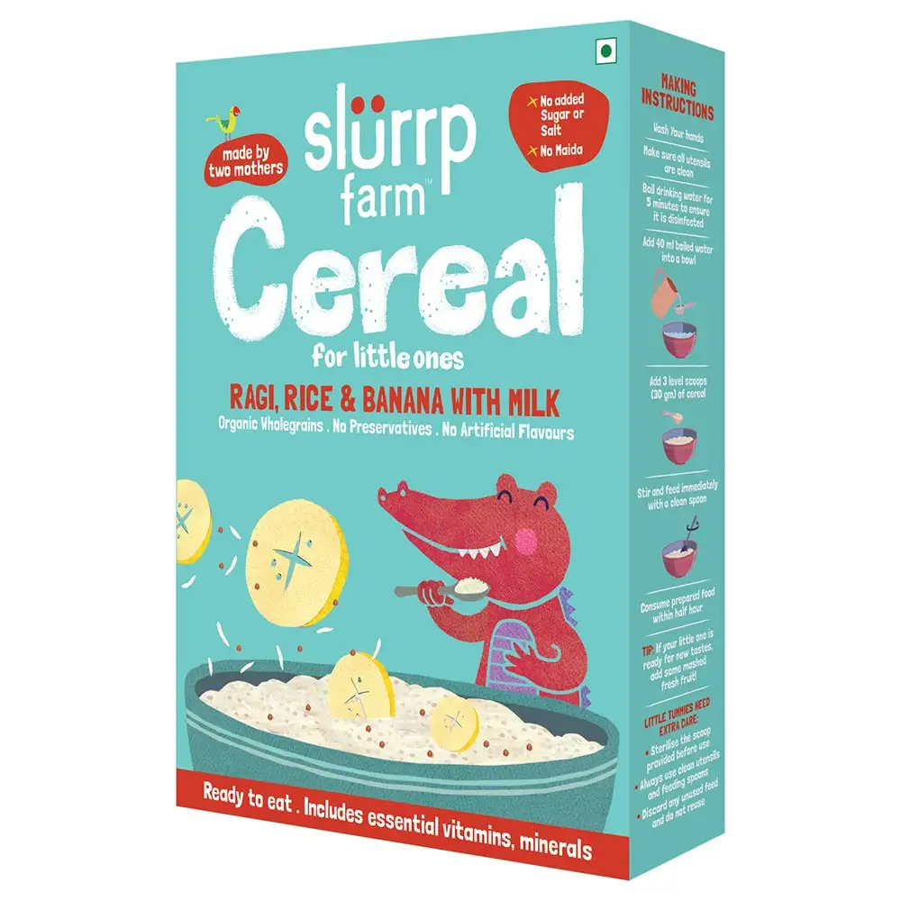 Slurrp Farm Cereal for Little Ones,  0.2 kg  Ragi Rice & Banana with Milk