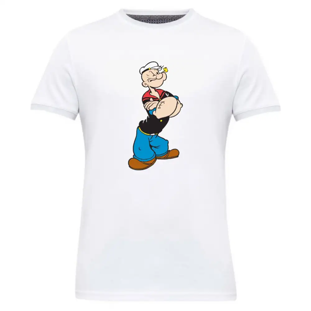 Gym Brute Popeye T Shirt,  White  XL