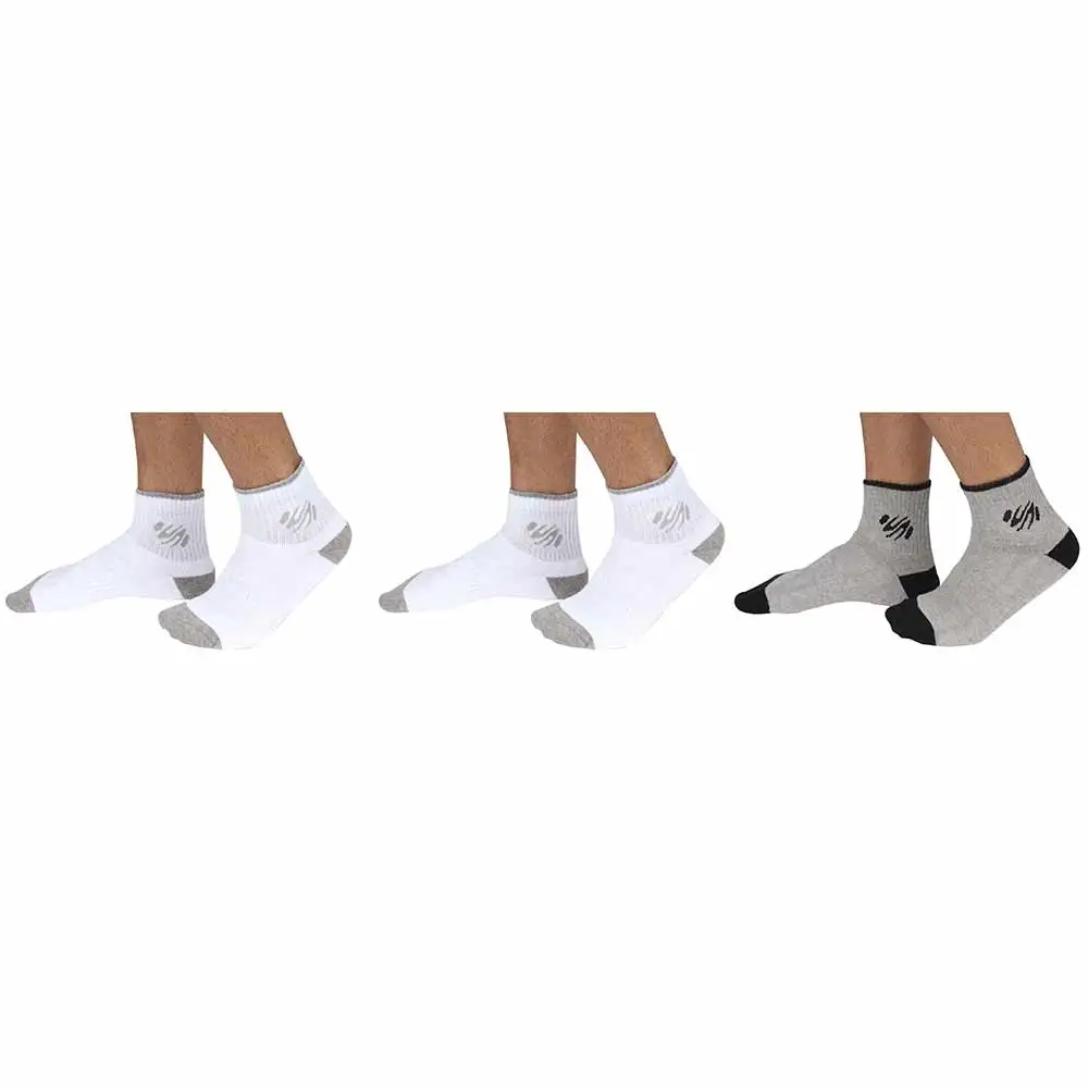 SportSoul Unisex Ankle Socks Pack of 3,  White Grey, White Grey, Black Grey  Free Size