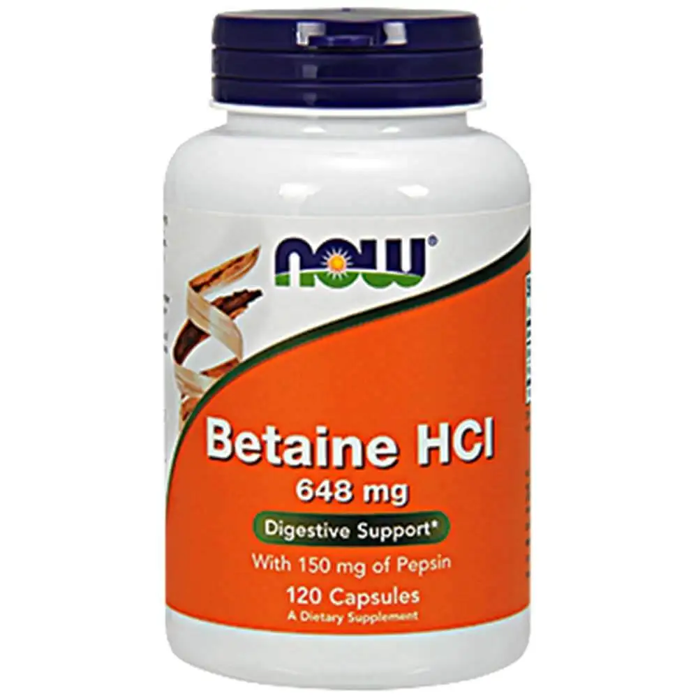 Now Betaine HCl (648mg),  120 capsules