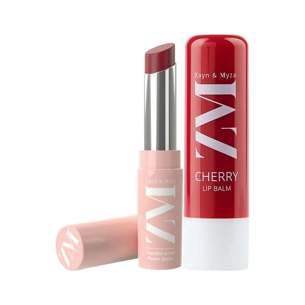 ZM Zayn & Myza Lip Color N’ Care Combo - Transfer Proof Marvellous Mauve Lipstick + Cherry Lip Balm