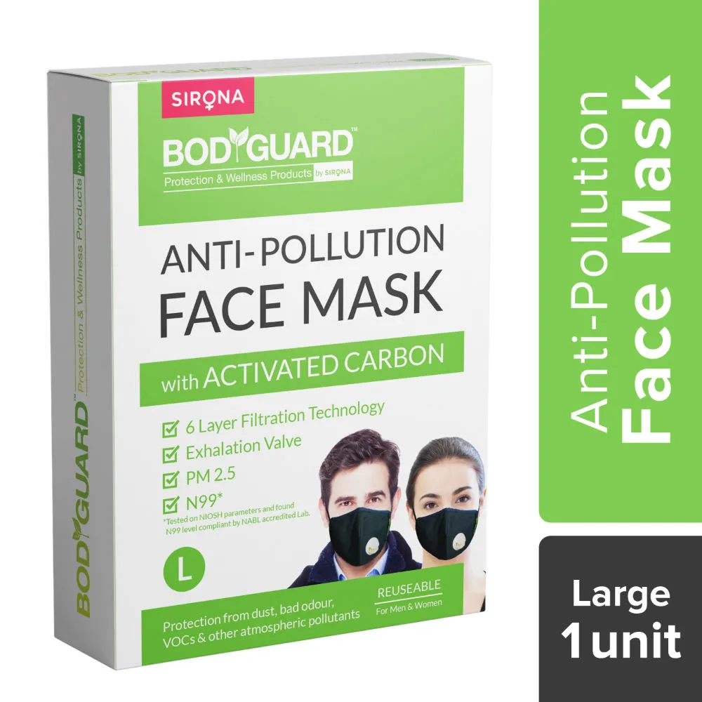 BodyGuard Reusable Anti Pollution Face Mask for Men and Women - Large