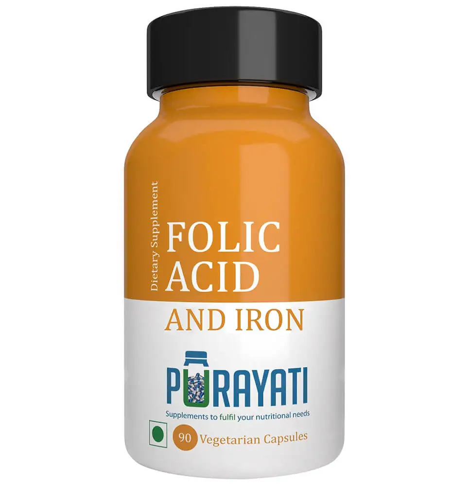 Purayati Folic Acid and Iron,  Unflavoured  90 veggie capsule(s)