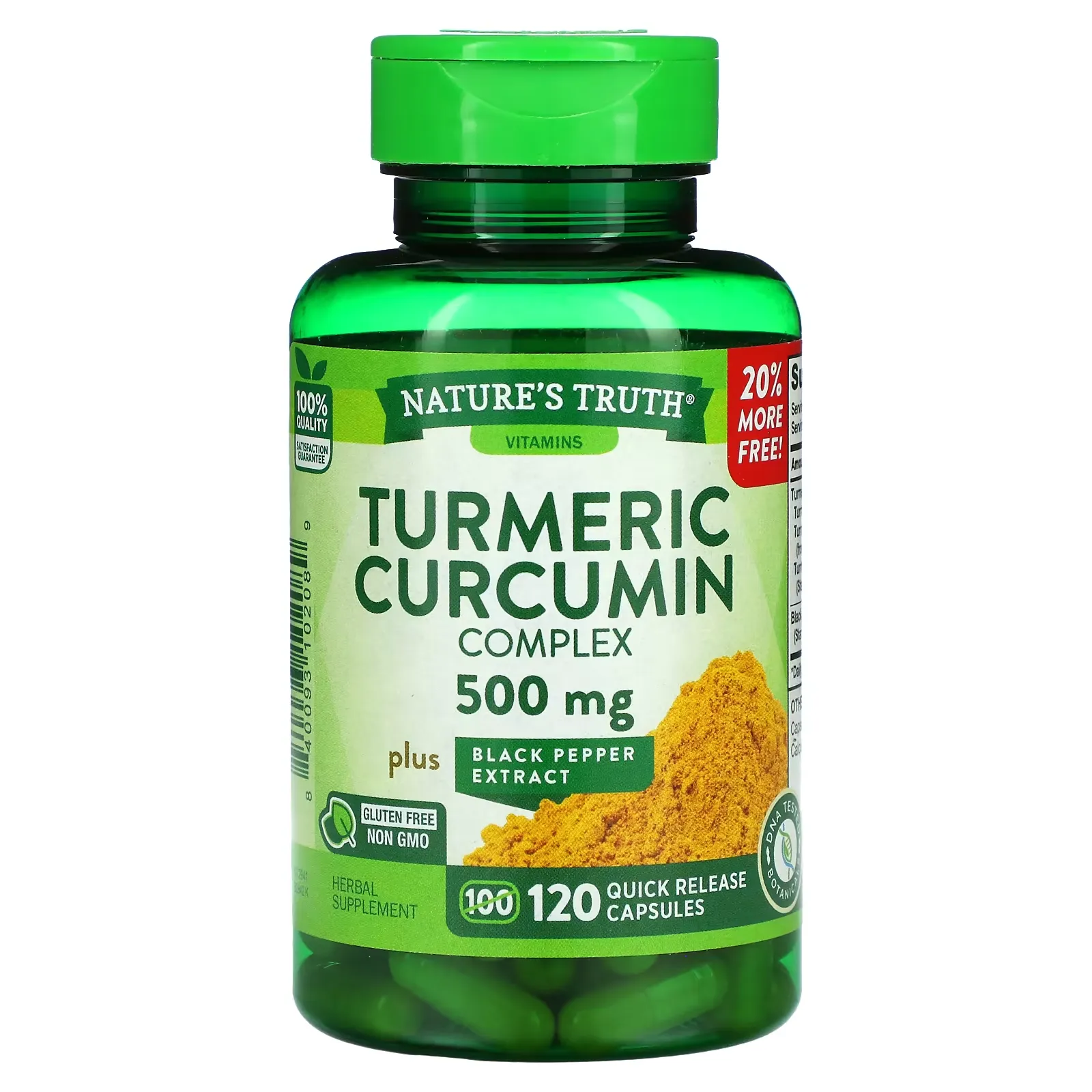 Turmeric Curcumin Complex Plus Black Pepper Extract, 500 mg, 120 Quick Release Capsules