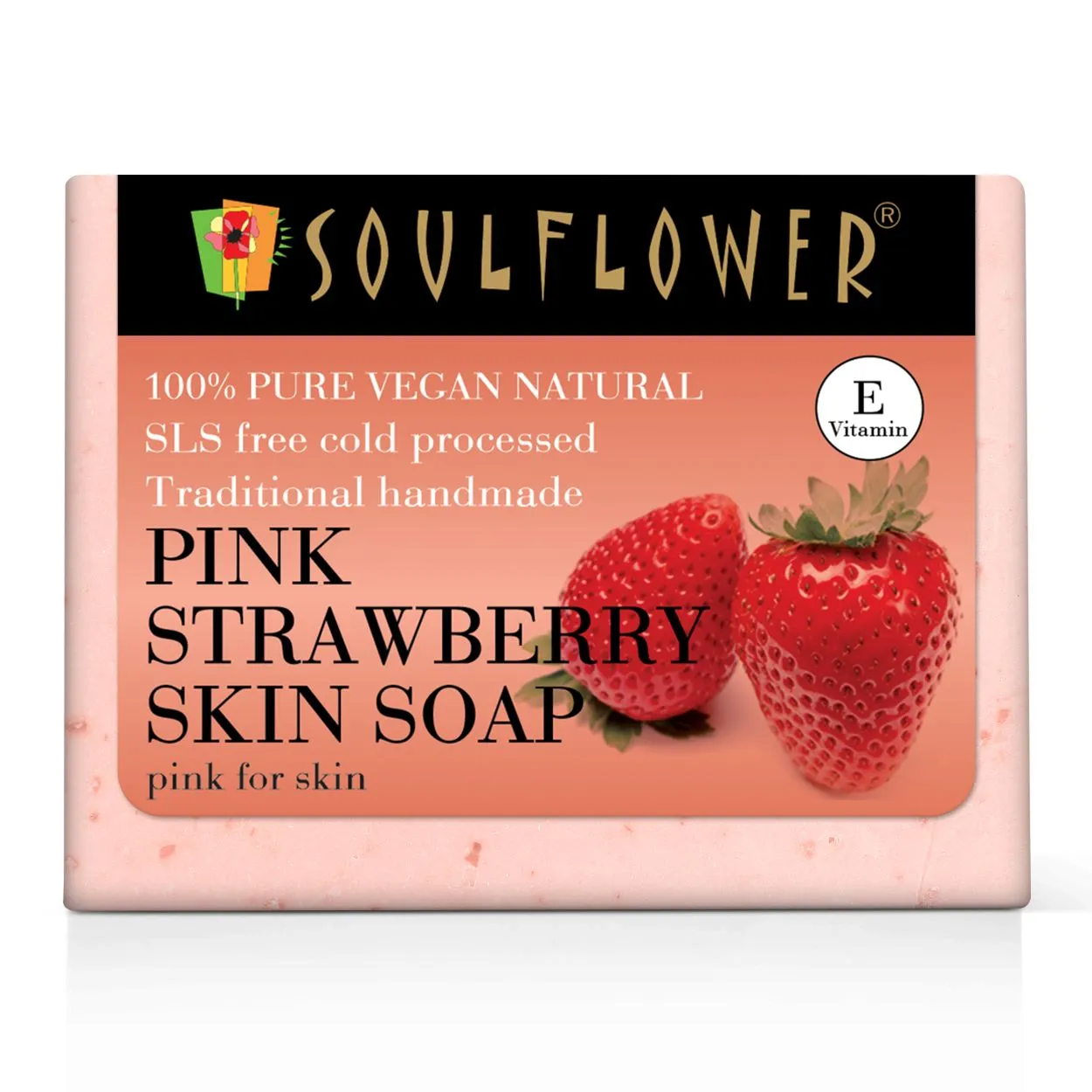 Soulflower Organic Strawberry Handmade Bathing Bar Soap, Winter Moisturizer For Men Women, Face Body