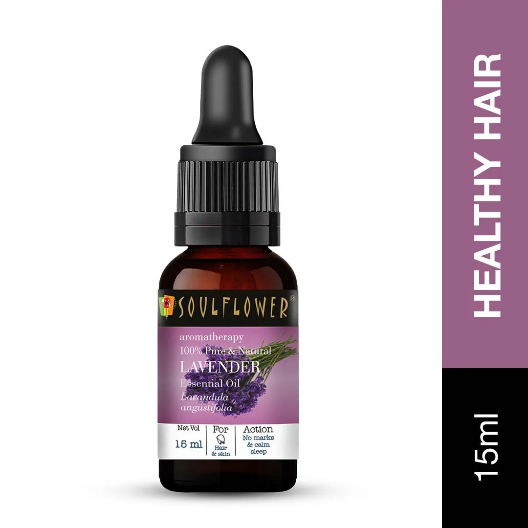 Soulflower Lavender Essential Oil 100% Pure, for Healthy Hair, Skin Steam Inhaler and Sound Sleep