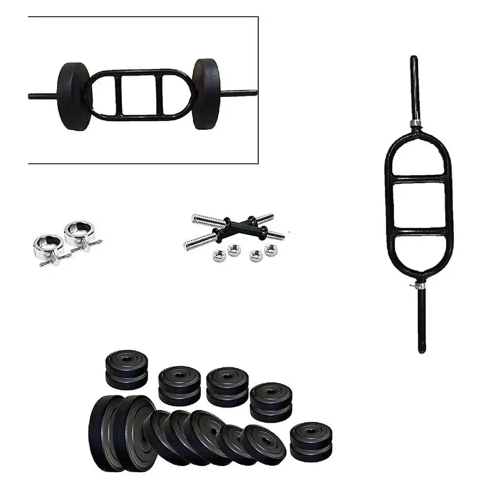 Body Maxx Weight Lifting Home Gym Dumbells Bars Plus Triceps Egg Bar 50 Kg