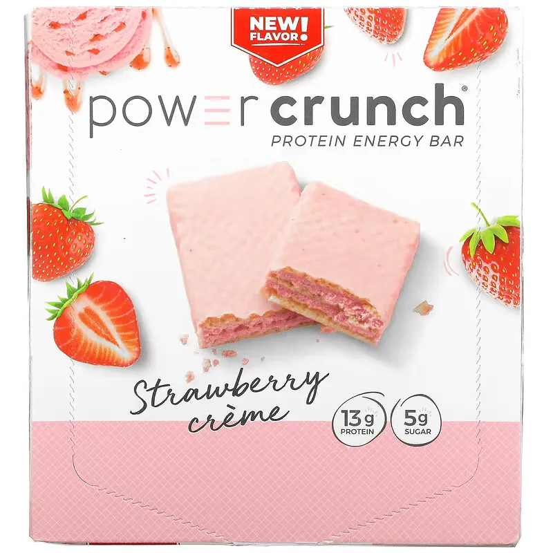 Power Crunch Protein Energy Bar, Strawberry Creme, 12 Bars, 1.4 oz (40 g) Each