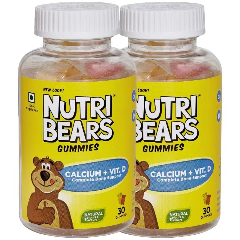 Nutribears Calcium + Vitamin D For Kids And Teens, For Strong Teeth & Bones, Pack Of 2