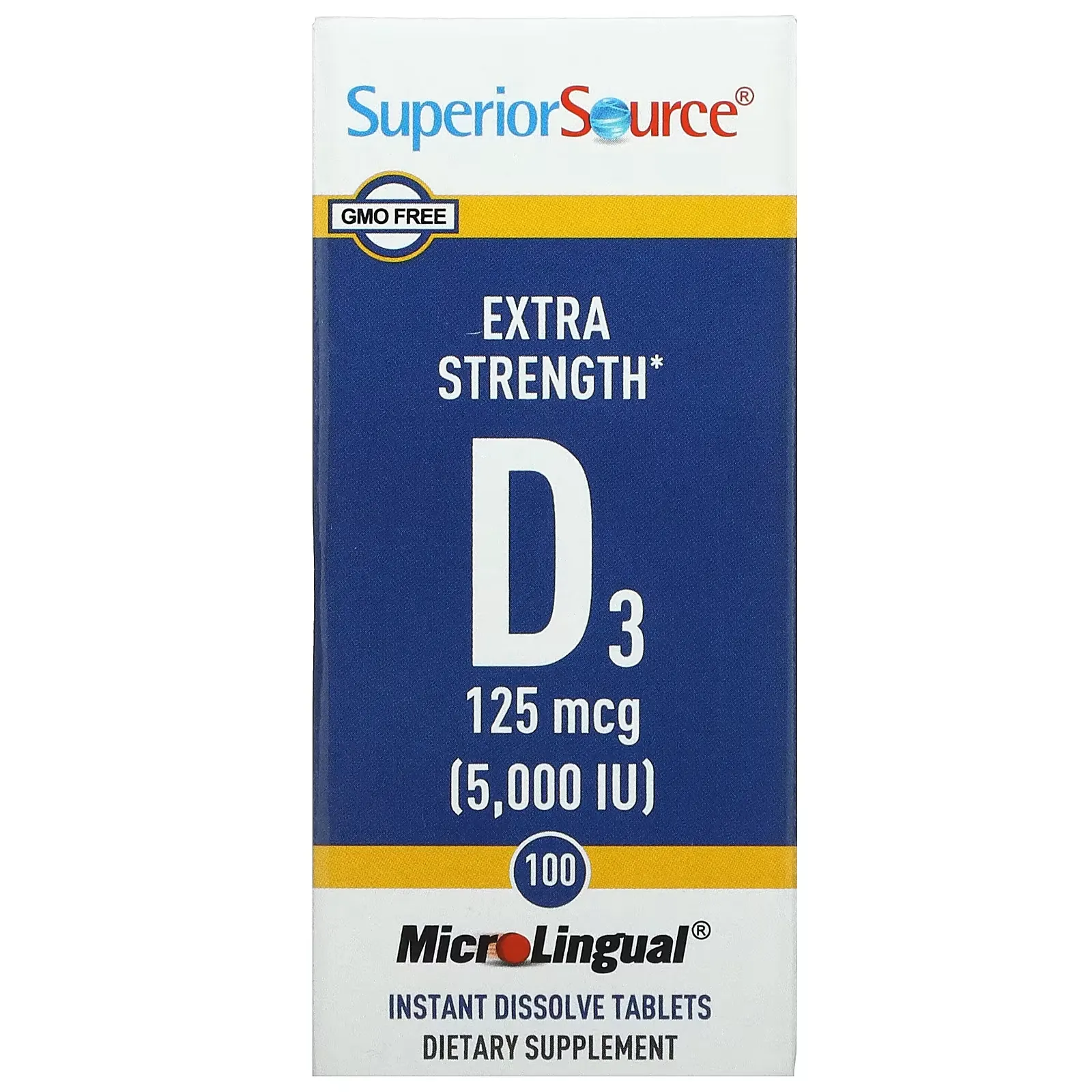 Extra Strength D3, 125 mcg (5,000 IU), 100 MicroLingual Instant Dissolve Tablets