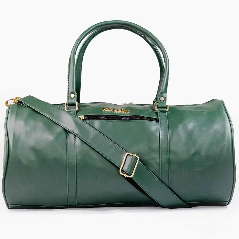 Man Arden PVC Leather Barrel Style Travel Bag,  Green