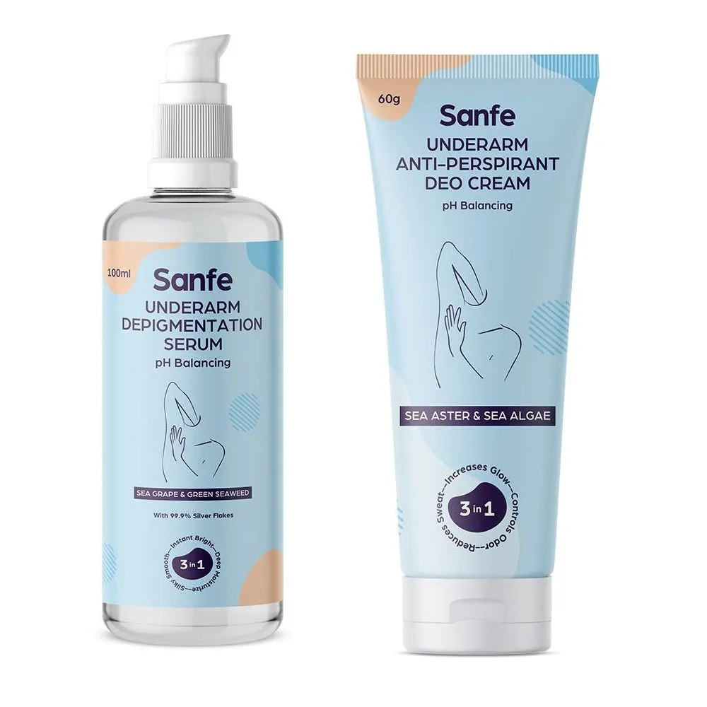 Sanfe Underarm Depigmenting Serum with Underarm Antiperspirant Deo Cream