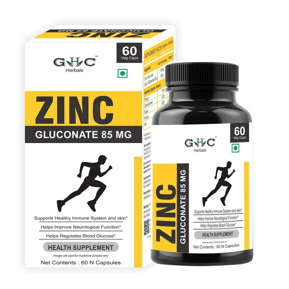 GHC Zinc Gluconate (85mg),  60 capsules