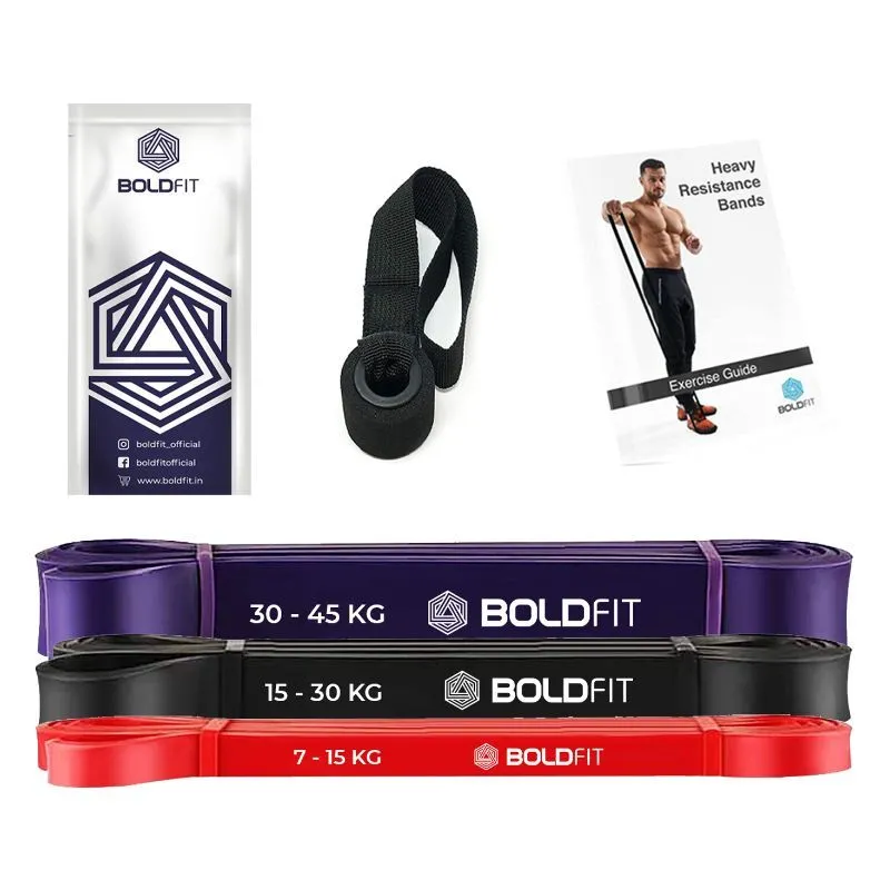 Boldfit Heavy Resistance Band Set - Red, Black, Purple