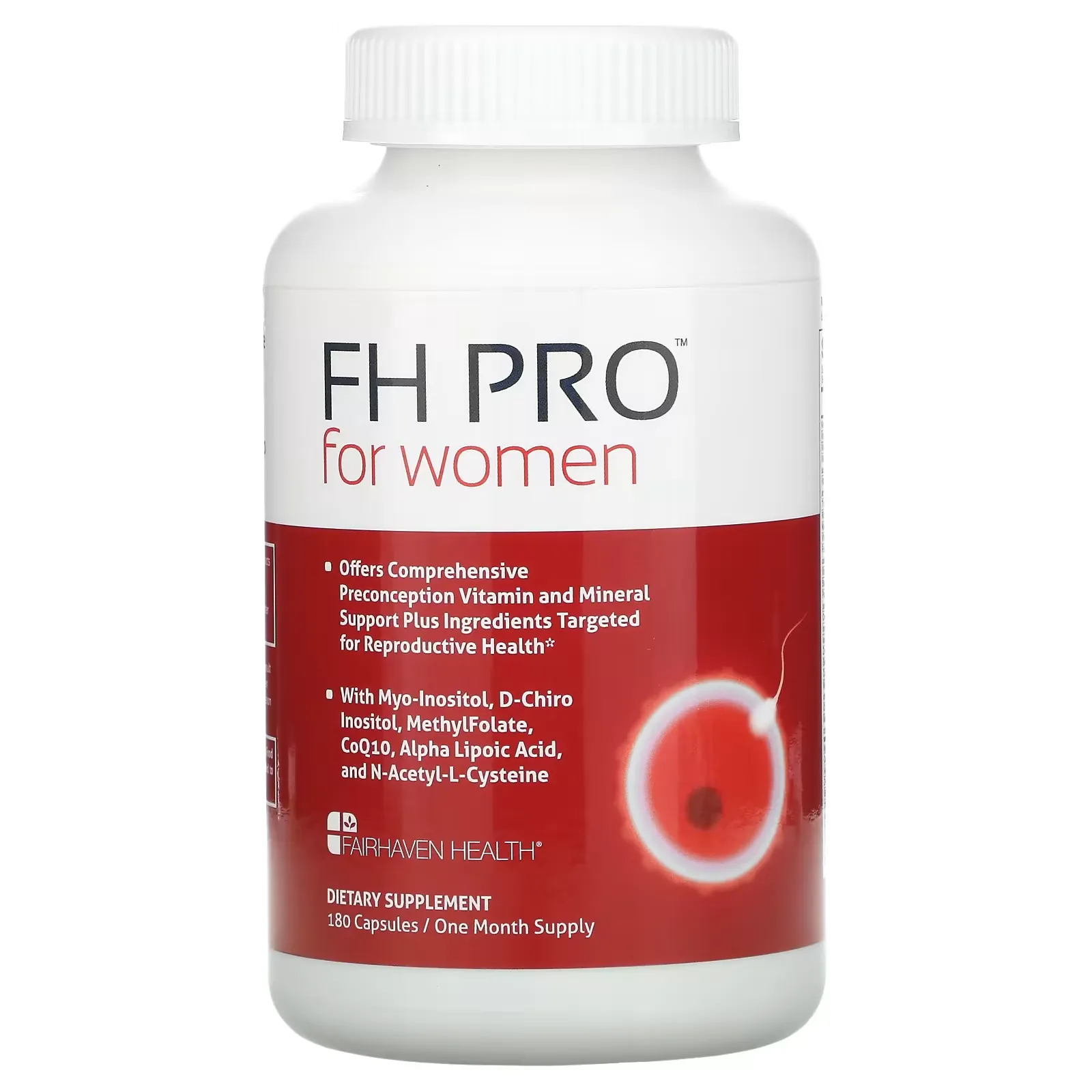 FH Pro for Women, Clinical-Grade Fertility Supplement, 180 Capsules