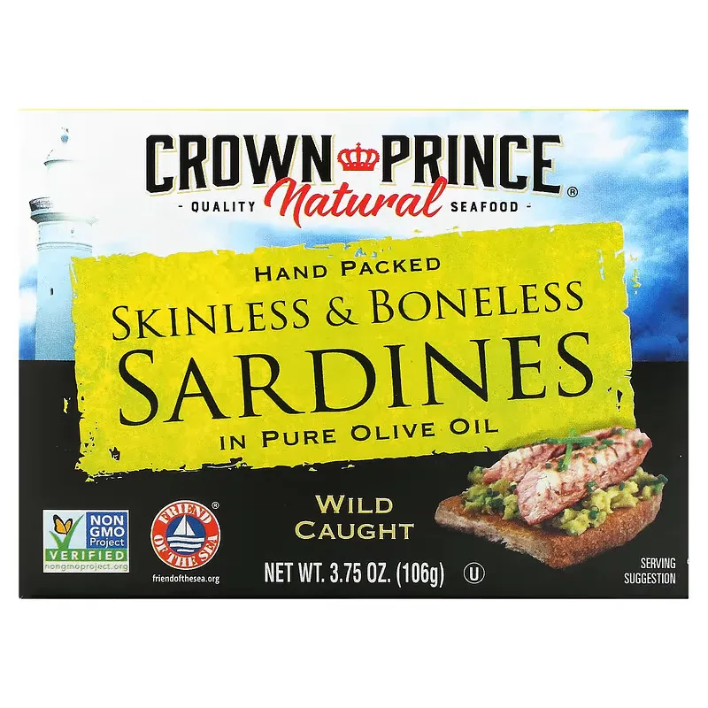 Skinless & Boneless Sardines, In Pure Olive Oil, 3.75 oz (106 g)