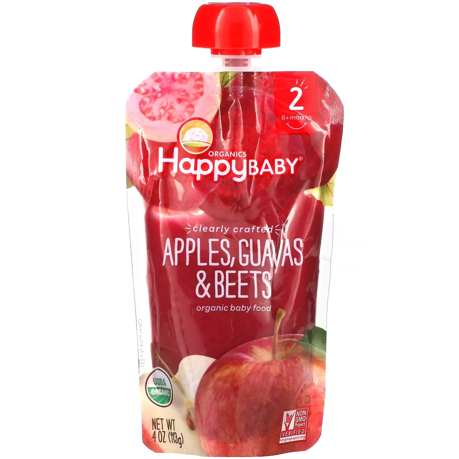 Happy Baby, Organic Baby Food, 6+ Months, Apples, Guavas, & Beets, 4 oz (113 g)