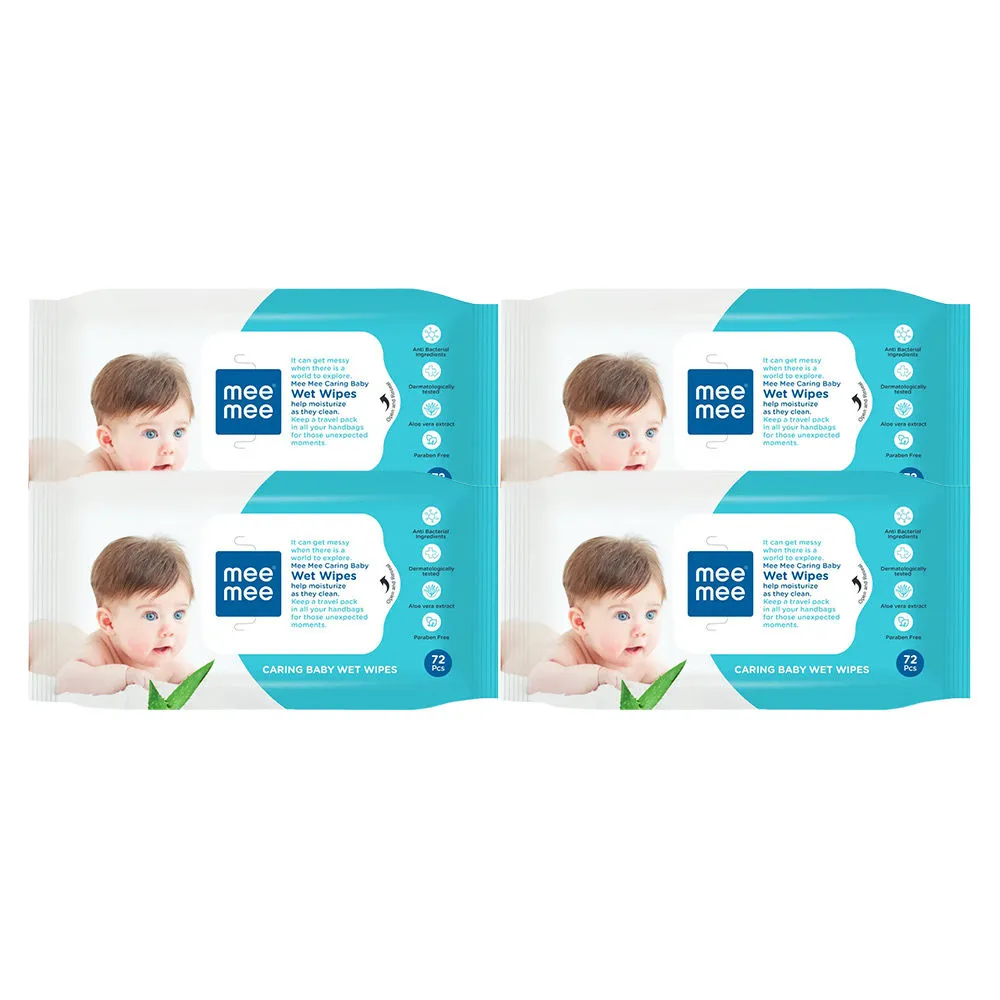 Mee Mee Caring Baby Wet Wipes Aloe Vera - Pack Of 4