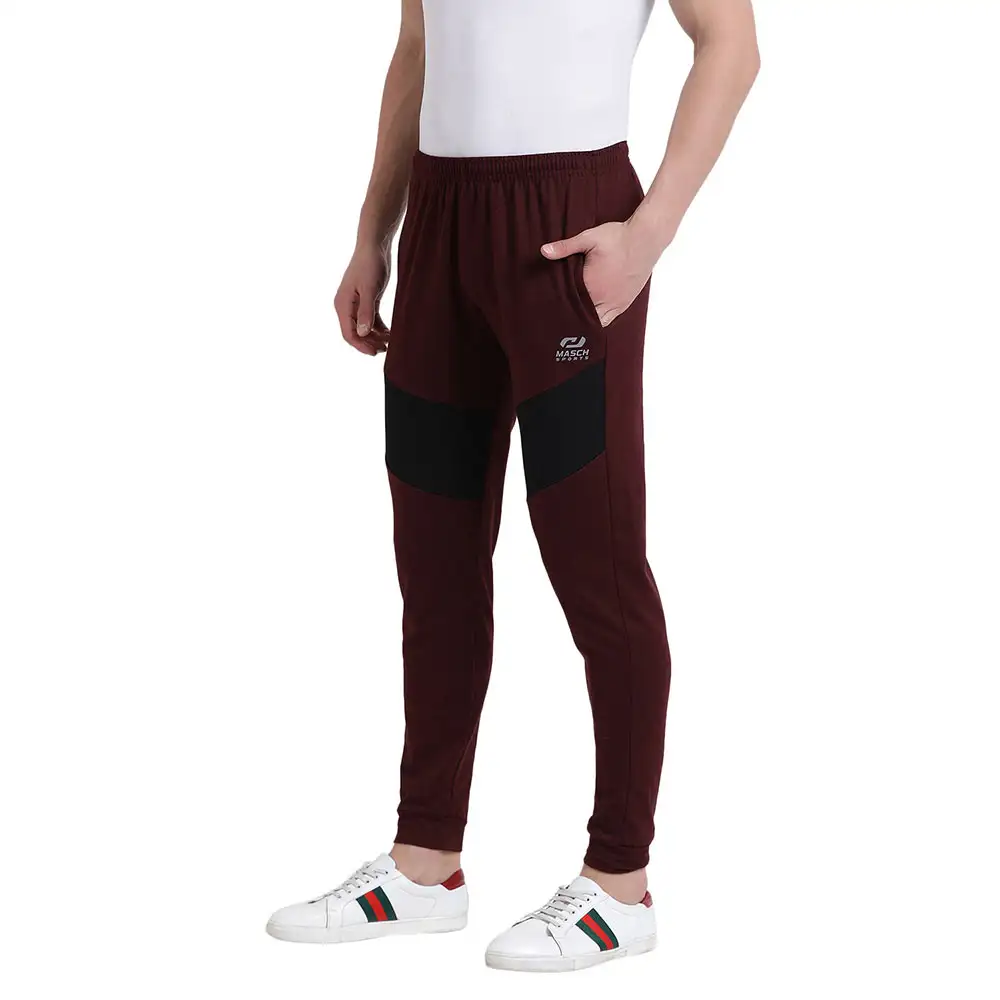 Masch Sports Mens Regular Fit Polyester Cotton Joggers (MSTP 1218 CS FTP CTNMRNB),  Maroon  Medium