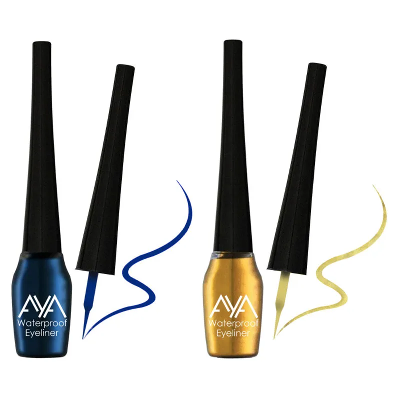 AYA Waterproof Eyeliner - Blue And Golden (Set of 2)