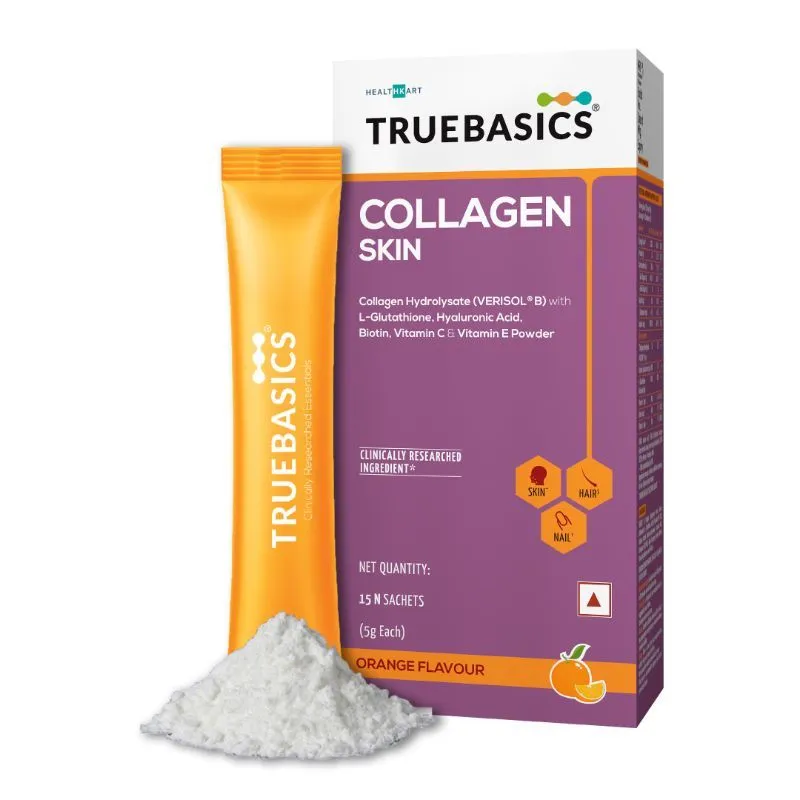 TrueBasics Collagen Skin With L-glutathione, Biotin, Vitamin C & E, Clinically Researched, Orange