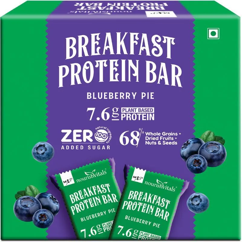 Nourish Vitals Breakfast Protein Bar - Blueberry Pie