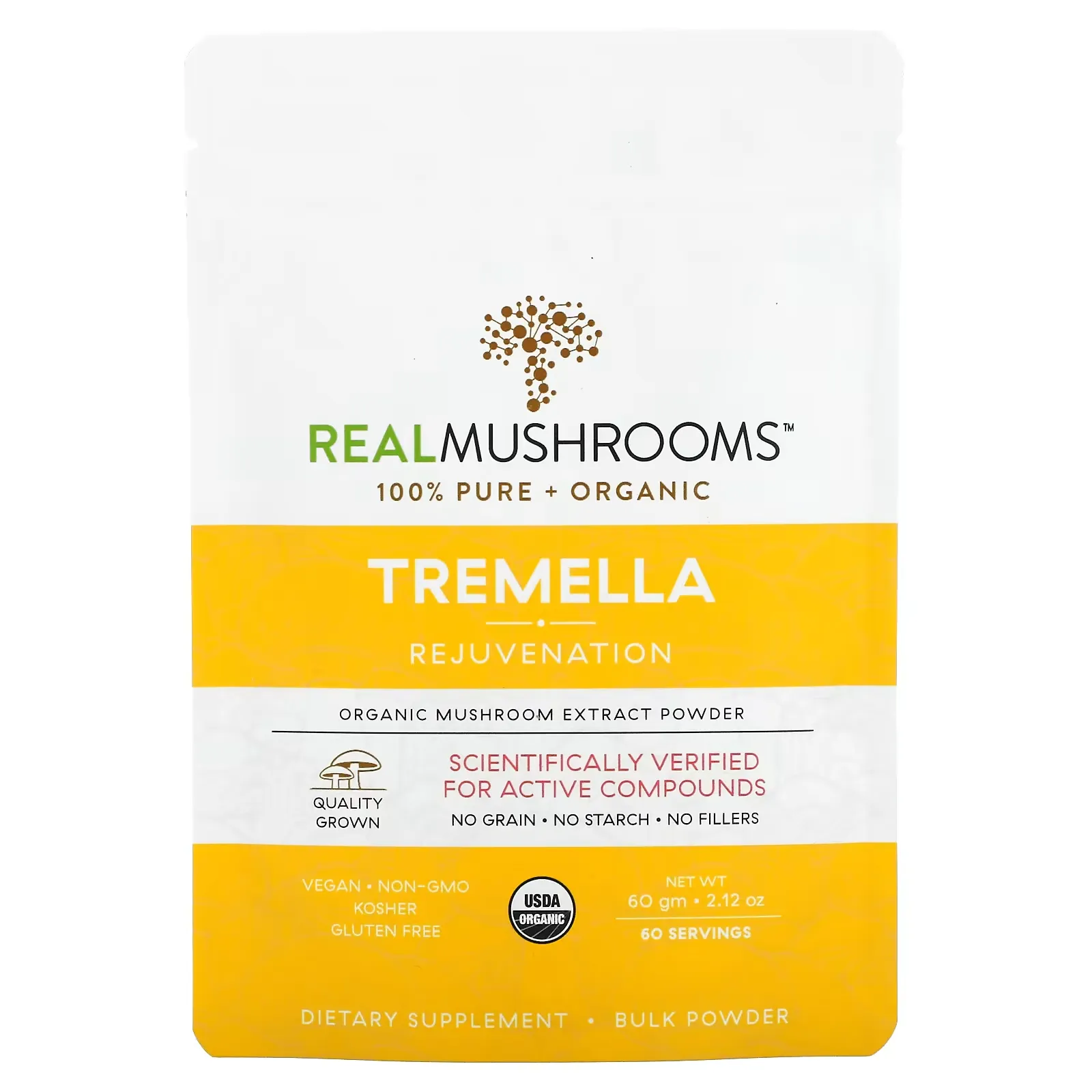 Tremella, Organic Mushroom Extract Powder, 2.12 oz (60 g)