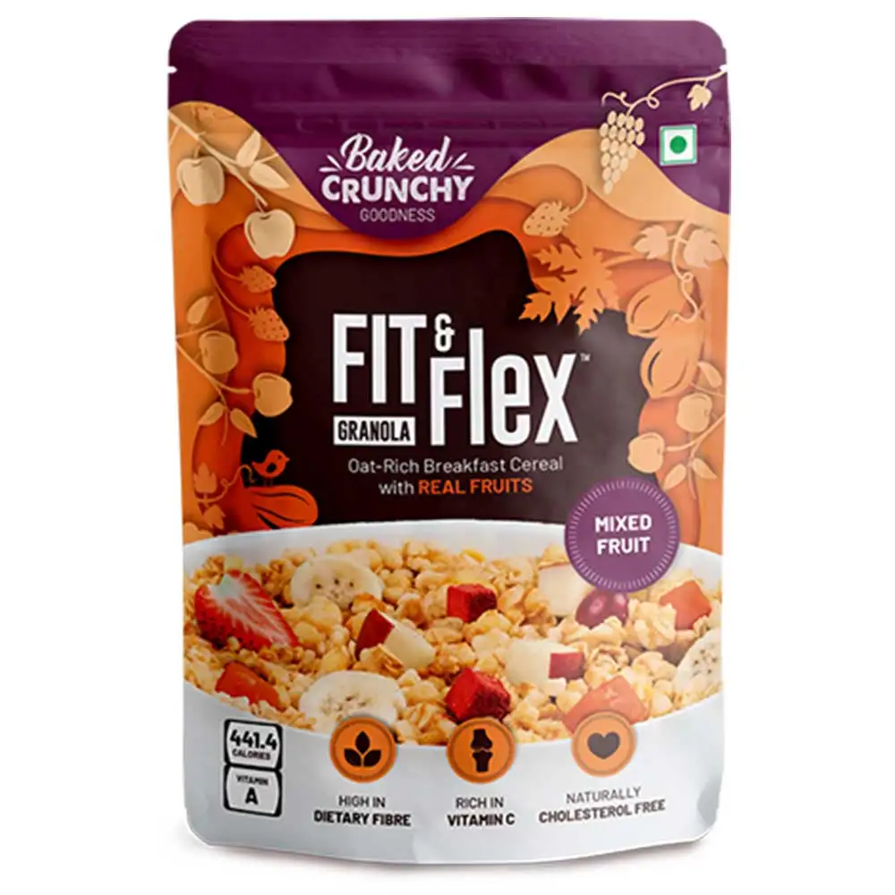 Fit & Flex Granola Oat Rich Breakfast Cereal with Real Fruits,  450 g  Mixed Fruits