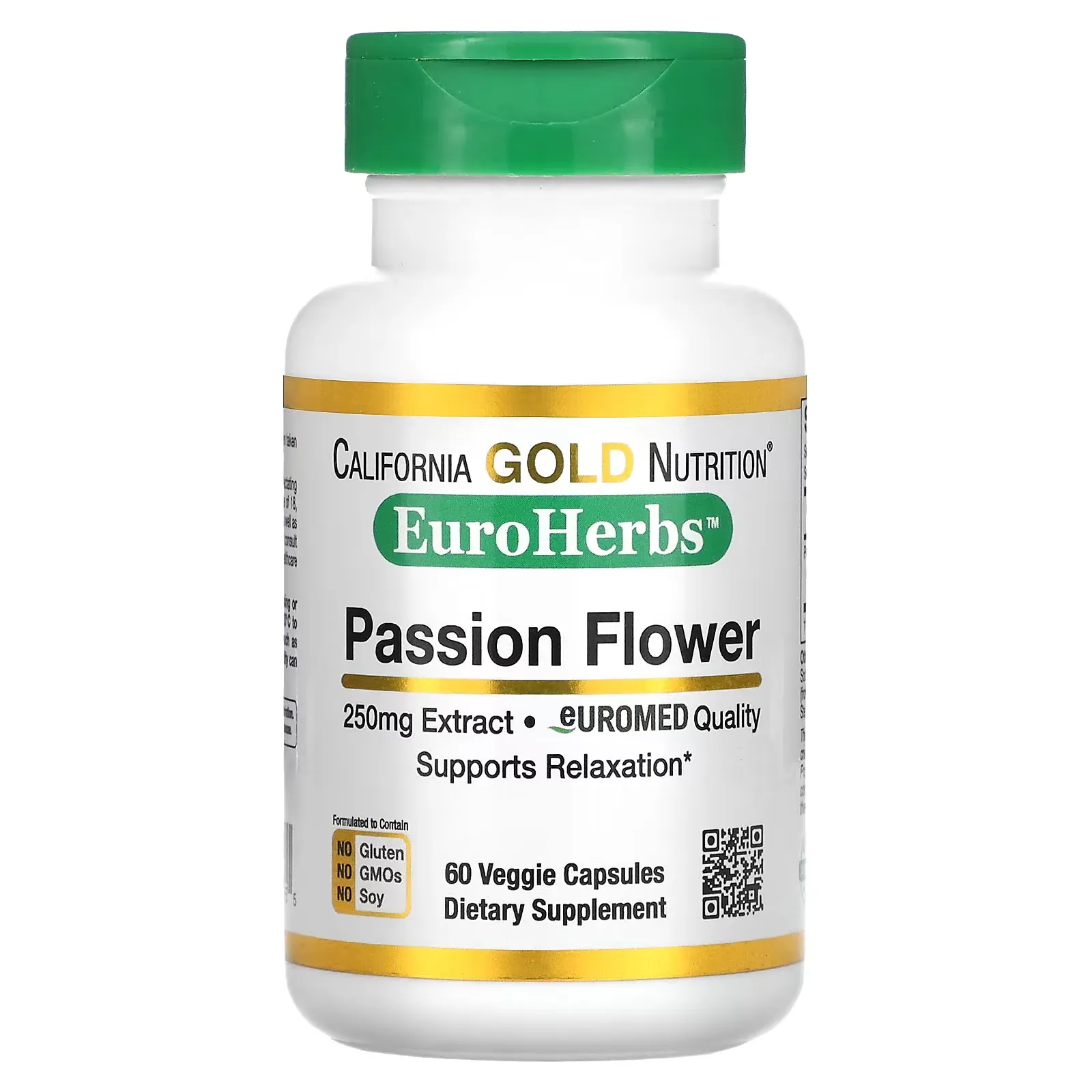 Passion Flower,  EuroHerbs, European Quality, 250 mg, 60 Veggie Capsules