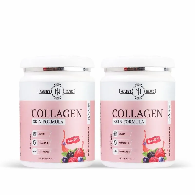 Nature's Island Collagen Skin Formula For Glow, Anti-aging And Healthy Hair - Berry Blast- Pack Of 2