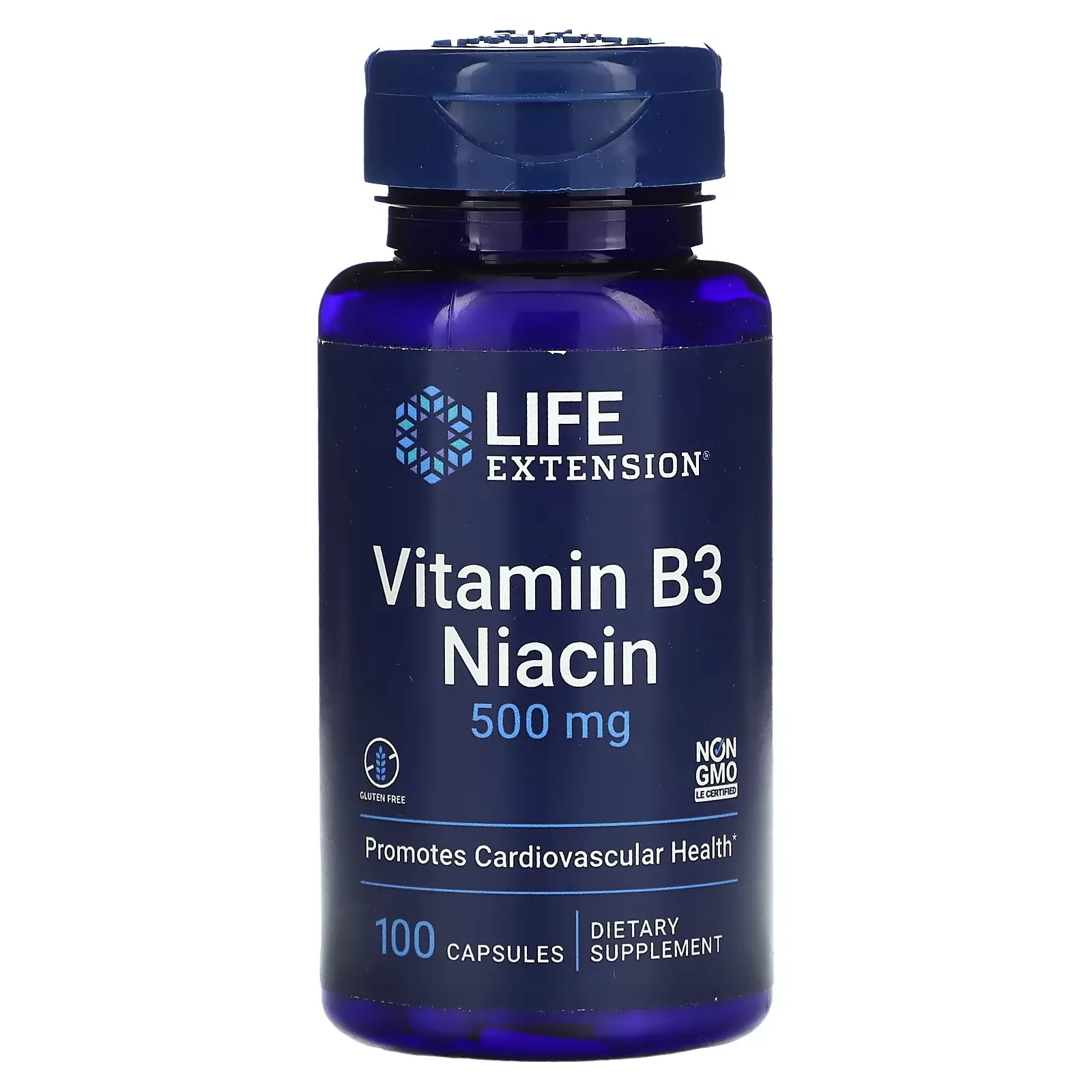 Vitamin B3 Niacin, 500 mg, 100 Capsules