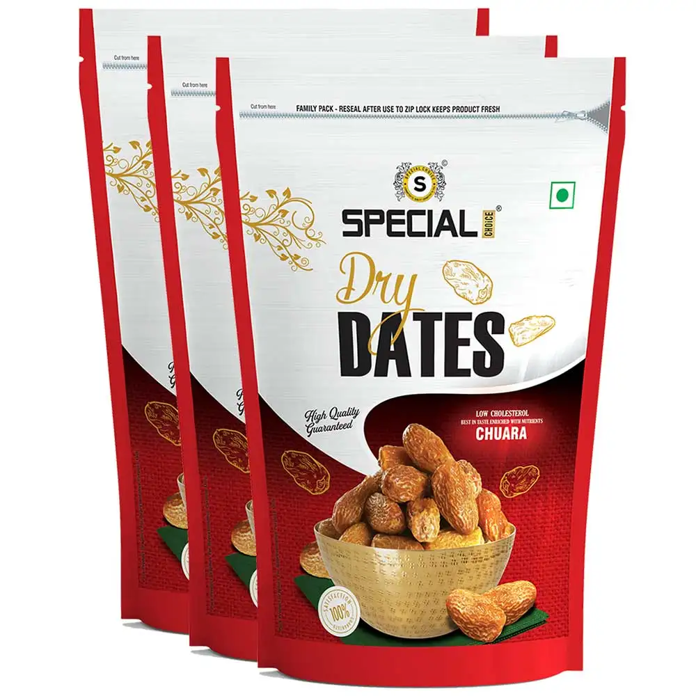 Special Choice Dry Dates (Chuara),  500 g  Unflavoured Prime (Pack of 3)