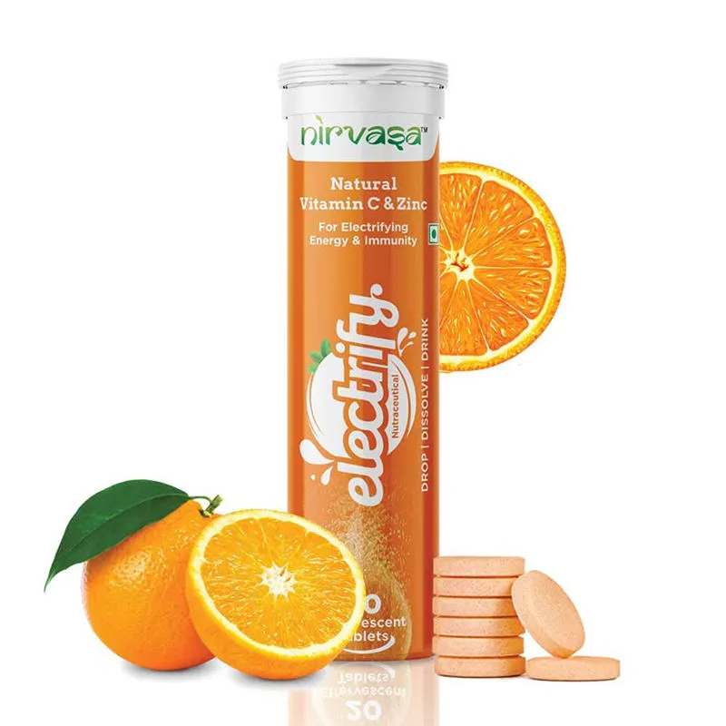 Nirvasa Electrify Vitamin C & Zinc Effervescent Tablets - Orange Flavor