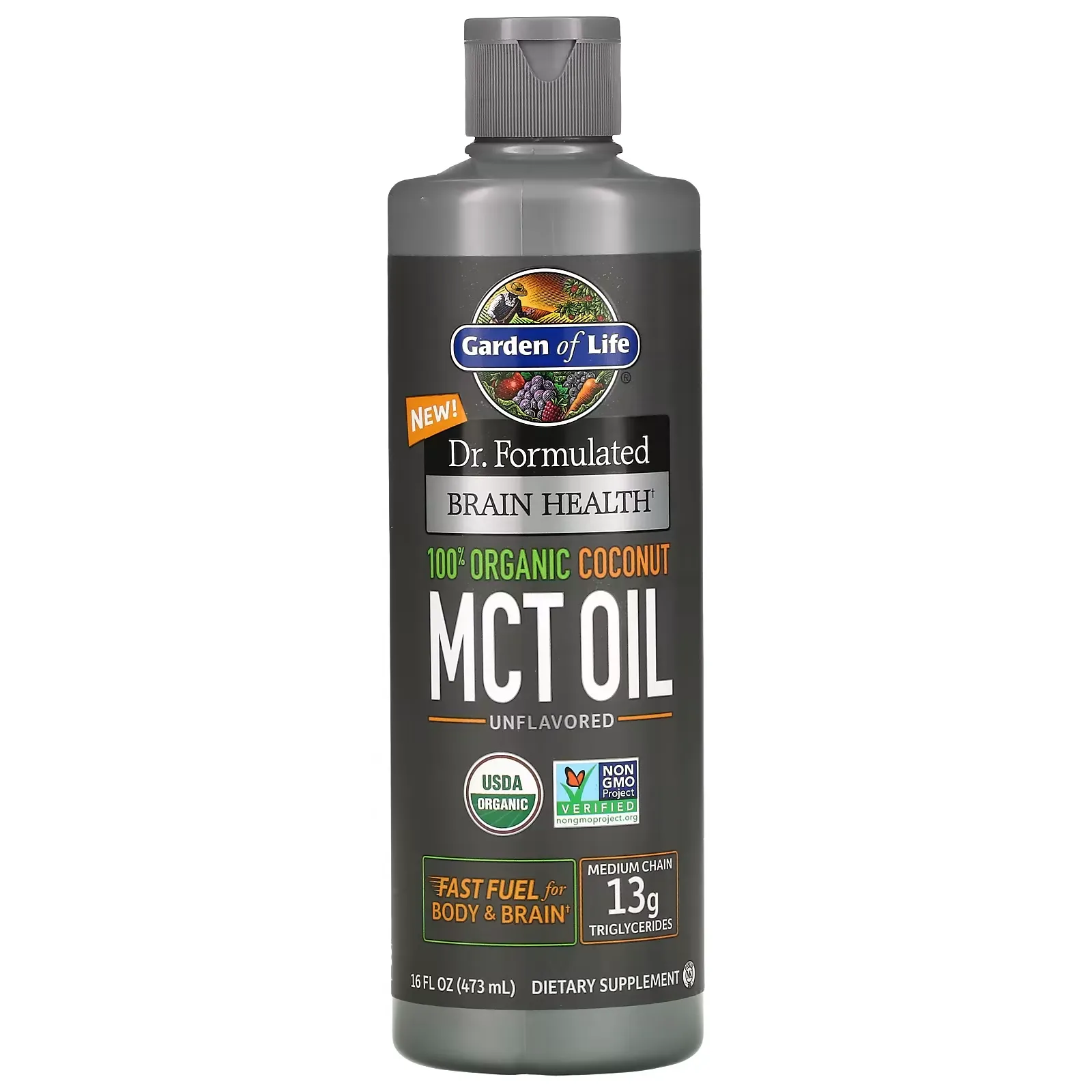 Dr. Formulated Brain Health, 100% Organic Coconut MCT Oil, Unflavored, 16 fl oz (473 ml)