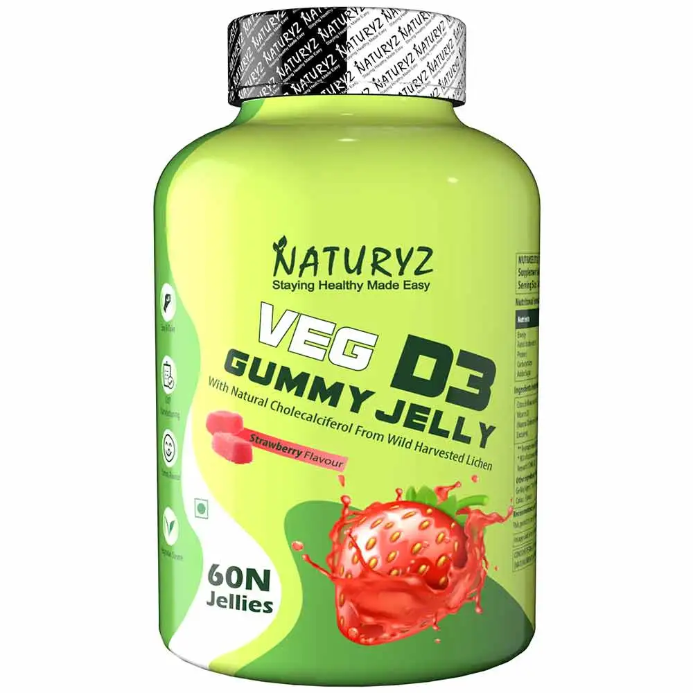 Naturyz Veg D3,  60 gummies  Strawberry