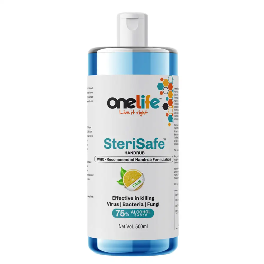 OneLife SteriSafe Hand Rub,  Citrus  500 ml  Effective in Killing Virus, Bacteria, Fungi