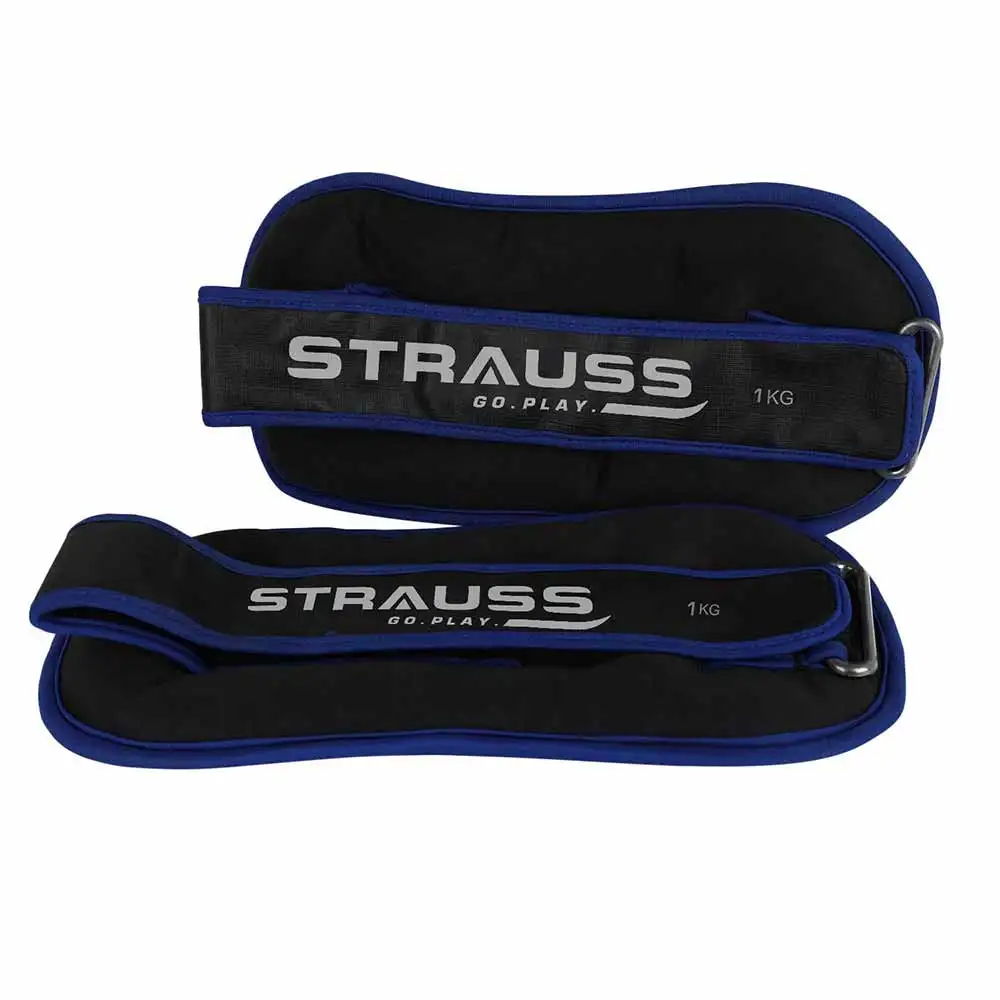 Strauss Round Shape Ankle Weight (Pair),  Blue  1 kg