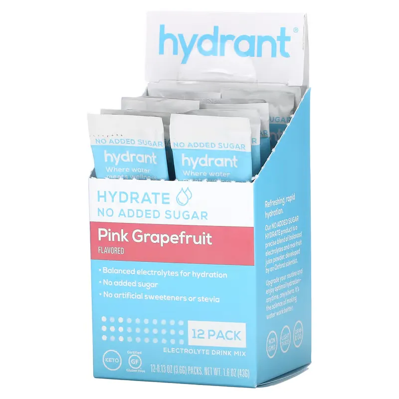 Electrolyte Drink Mix, Pink Grapefruit, 12 Pack, 0.13 oz (3.6 g) Each