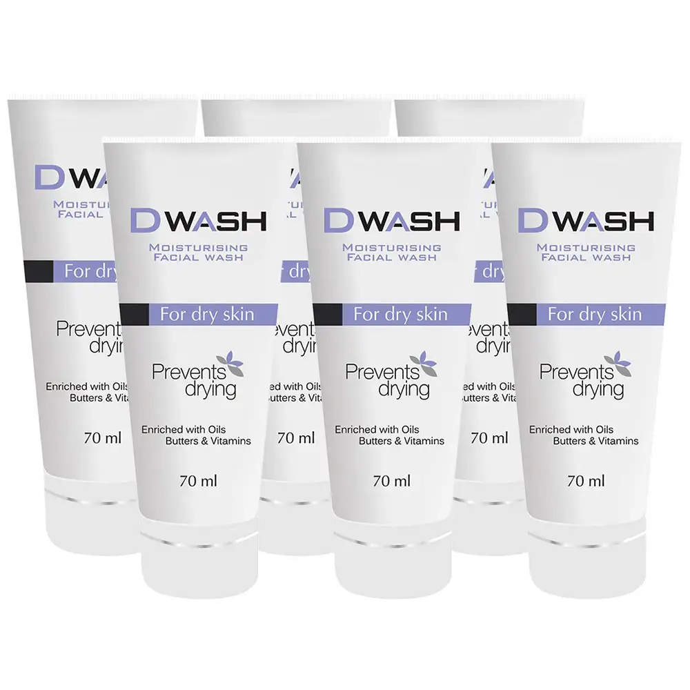 Dwash Moisturising Facial Wash,  70 ml  for Dry Skin (Pack of 6)