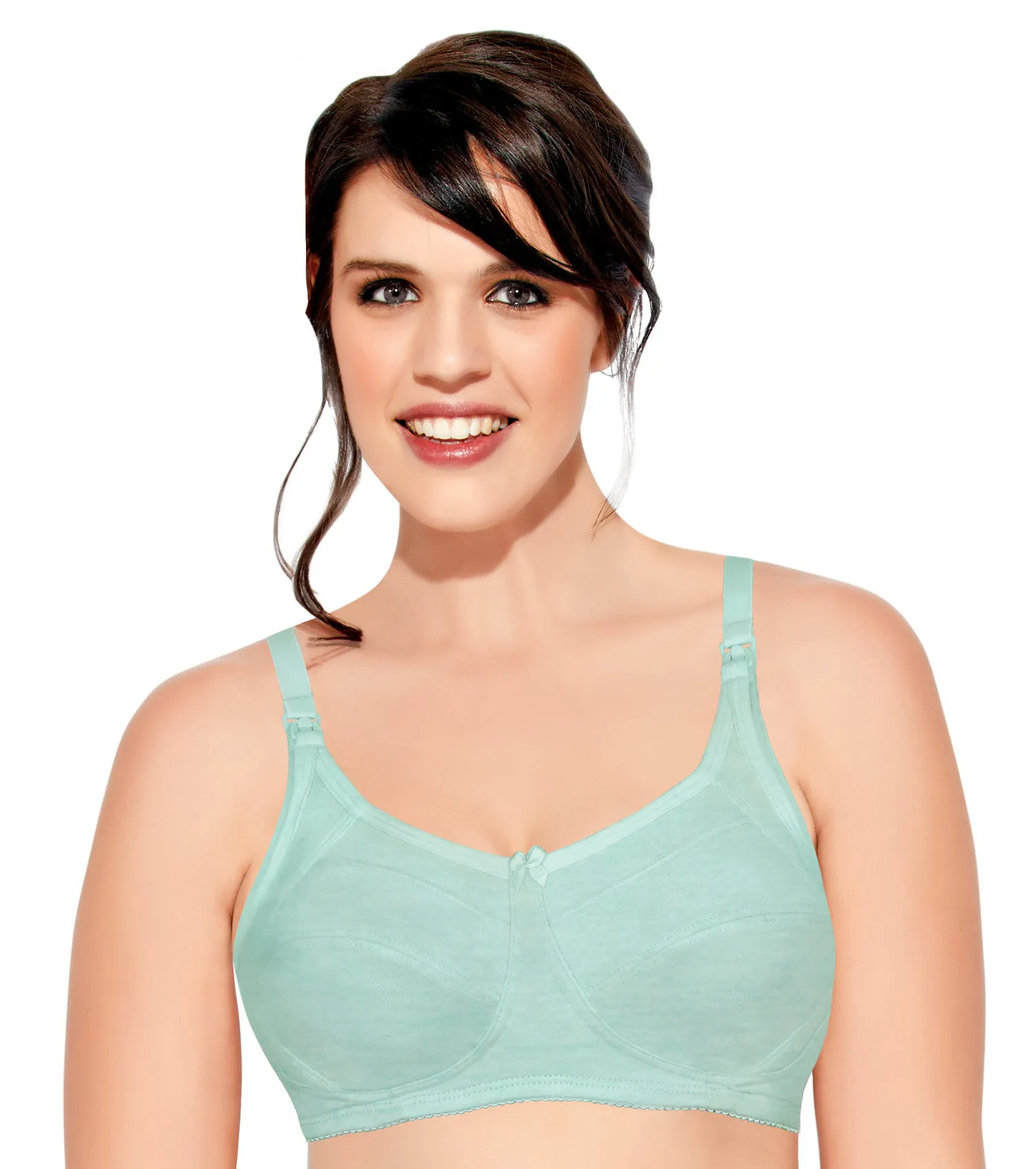 Enamor MT02 Sectioned Lift & Support Nursing Bra - Non-Padded Wirefree High Coverage - Blue