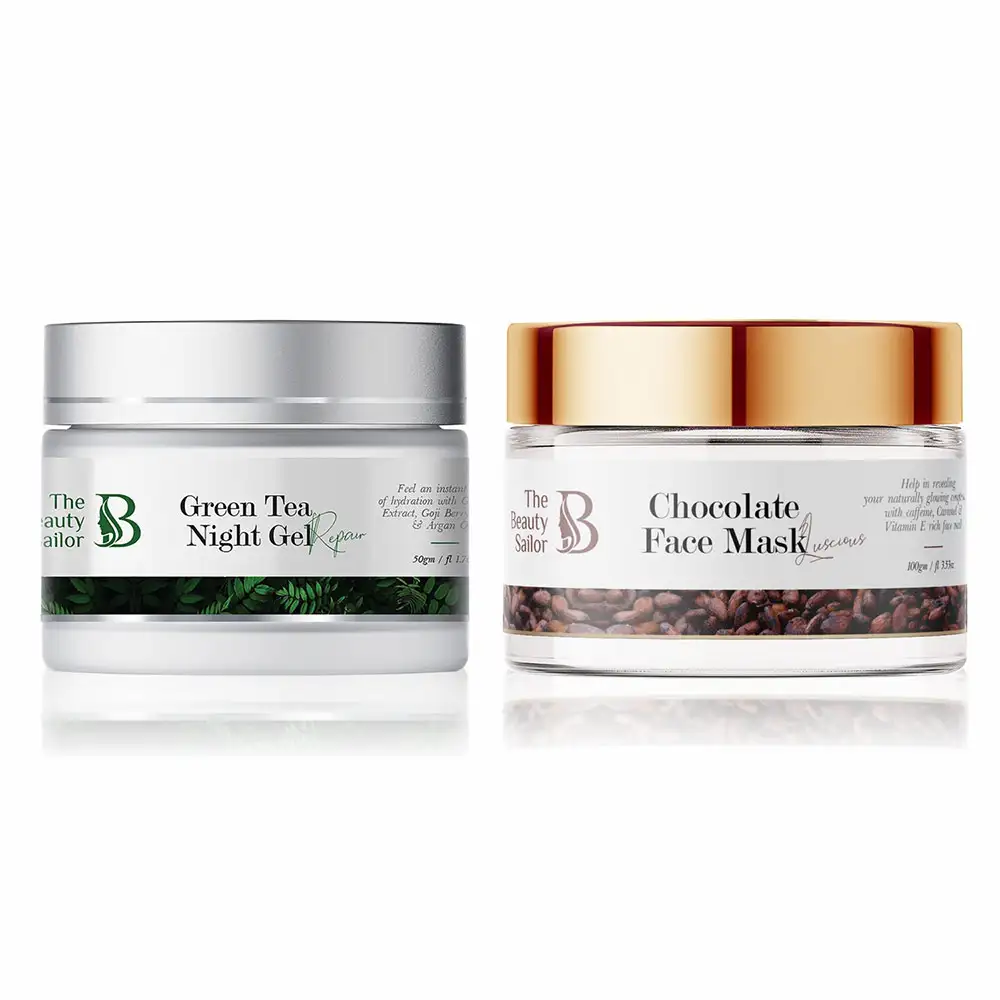 The Beauty Sailor Green Tea Night Gel 50 g & Chocolate Face Mask Combo,  100 g  Anti Ageing