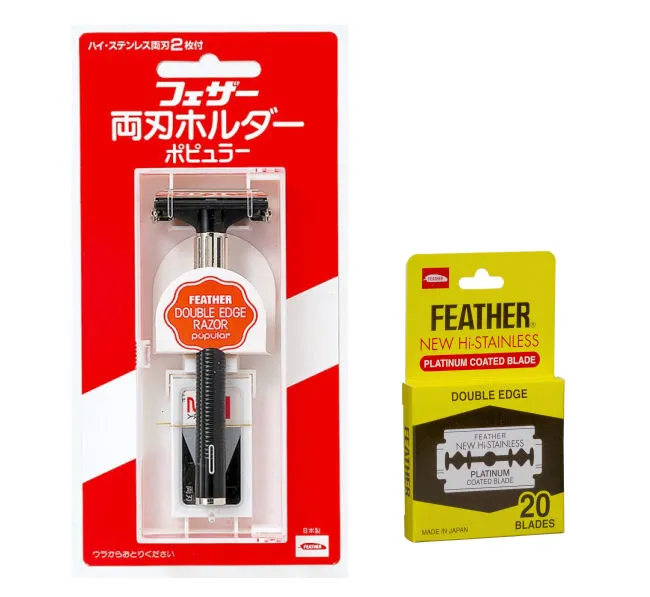 Feather Popular Double Edge Safety Razor With 20 Feather Blades