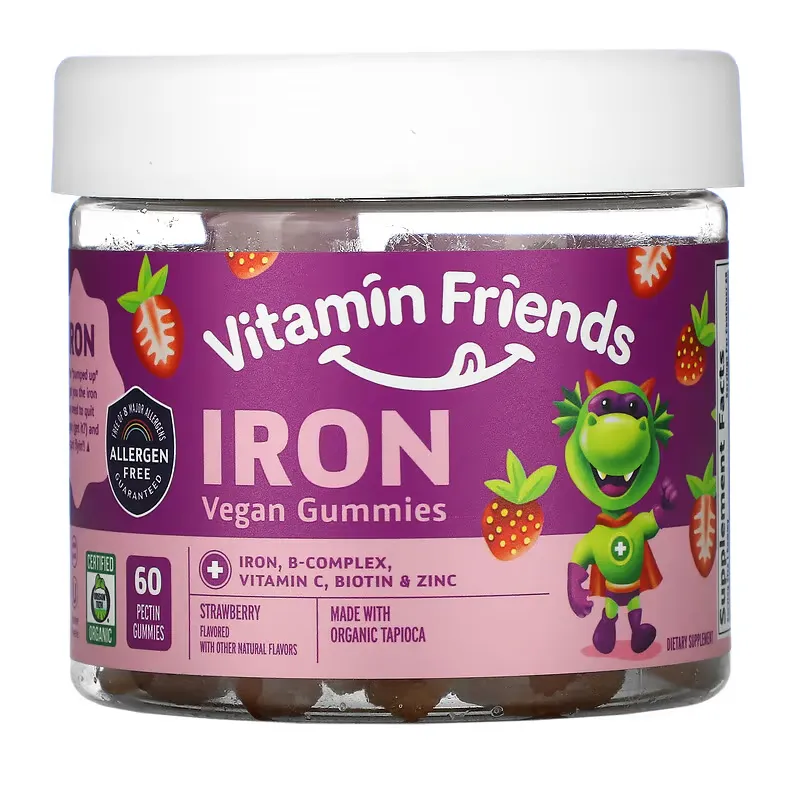 Iron Vegan Gummies, Strawberry, 60 Pectin Gummies