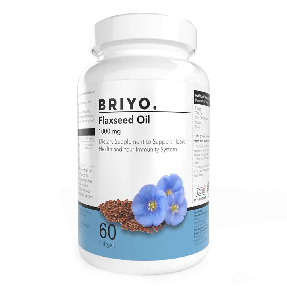 Briyo Flaxseed Oil 1000mg,  60 softgels