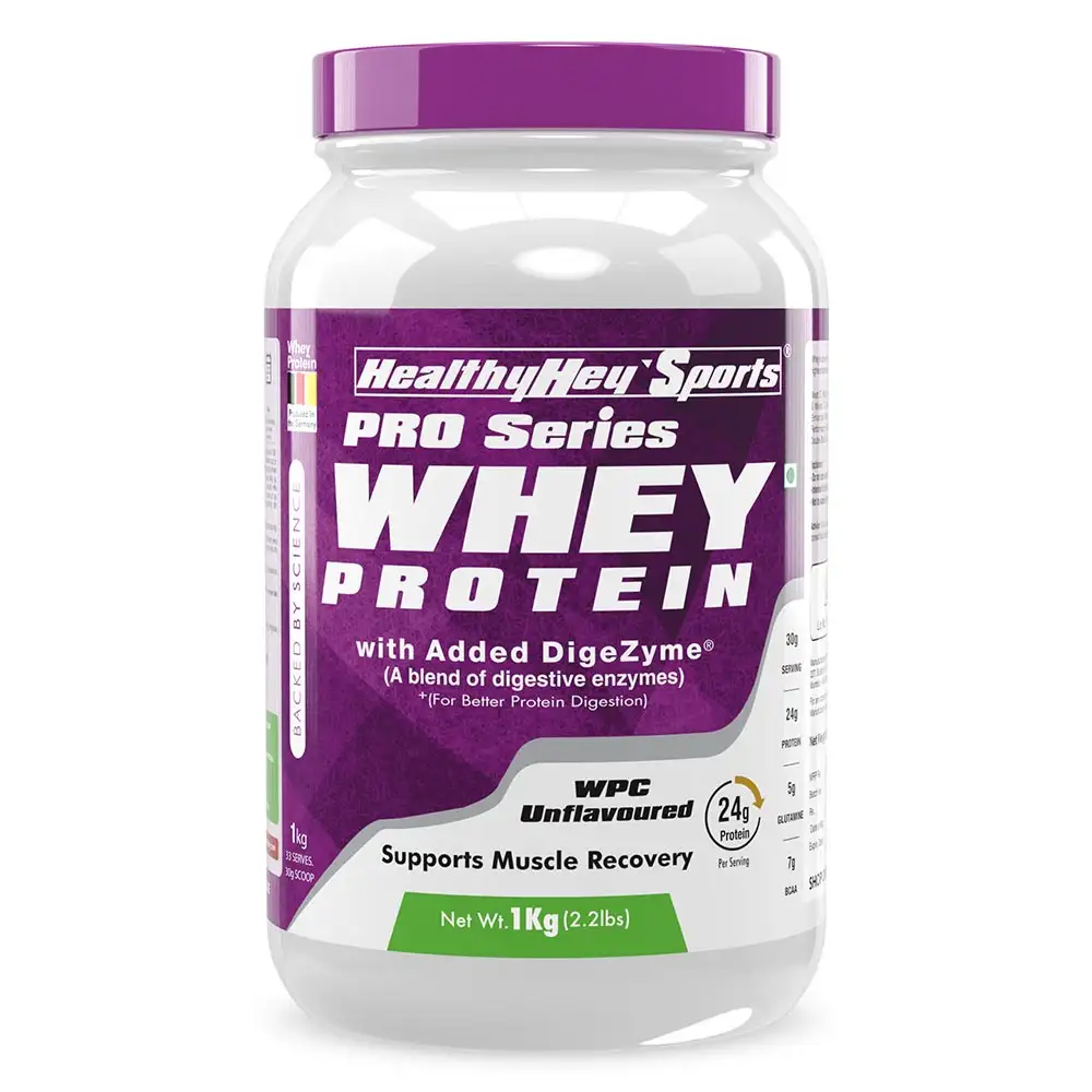 HealthyHey Sports Whey Protein with Digestive Enzymes,  2.2 lb  Unflavoured