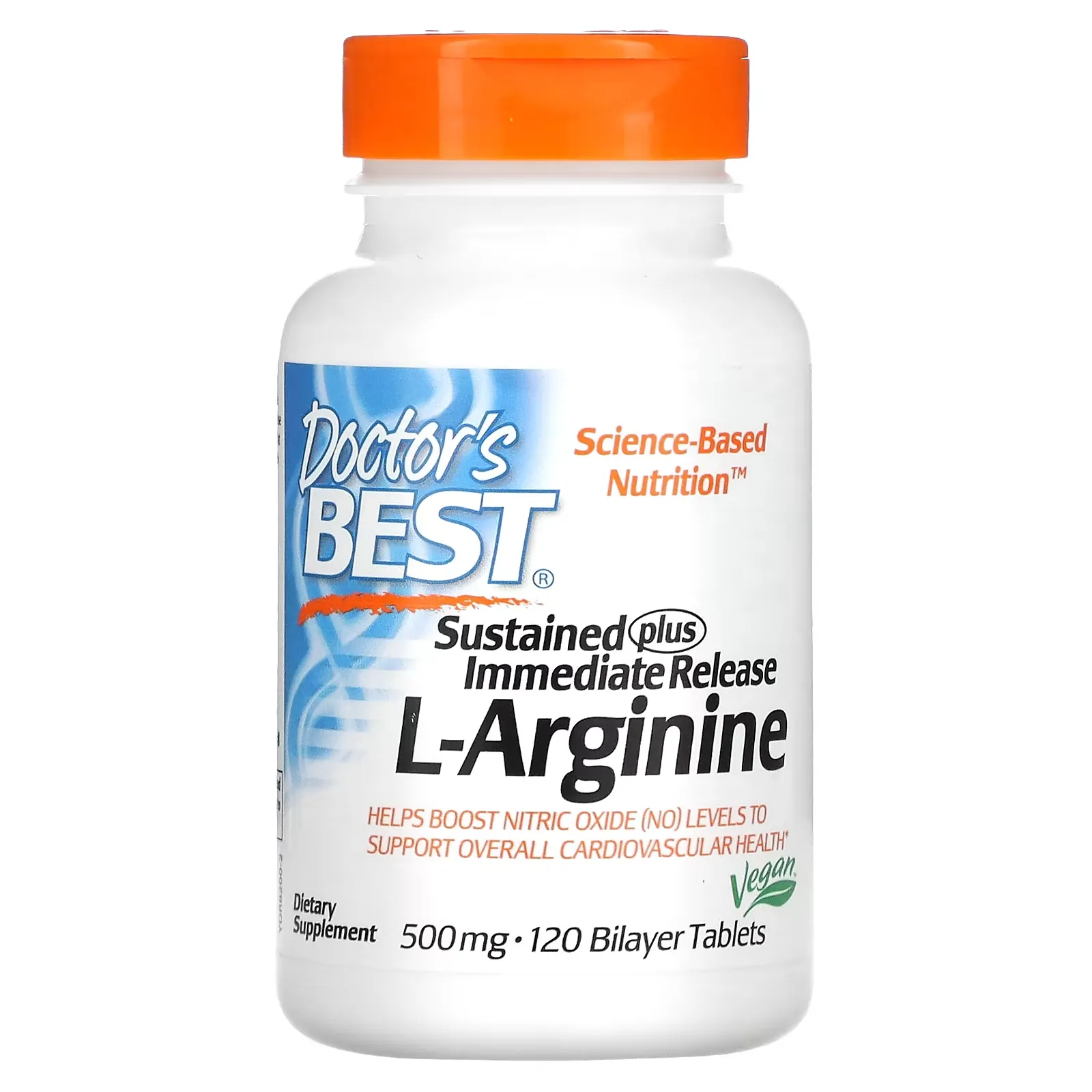 Sustained Plus Immediate Release L-Arginine, 500 mg, 120 Bilayer Tablets