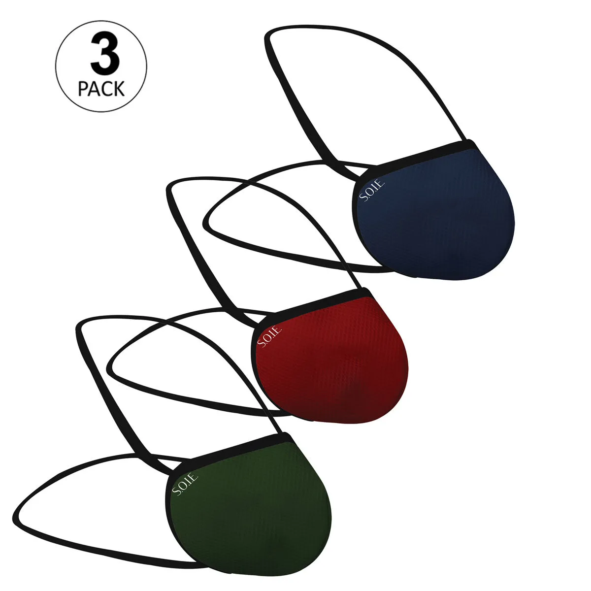 S.O.I.E 8 Layer Reusable Sn 99.9 Protection Head Loops Freedom Mask Pack Of 3 - Multi-Color